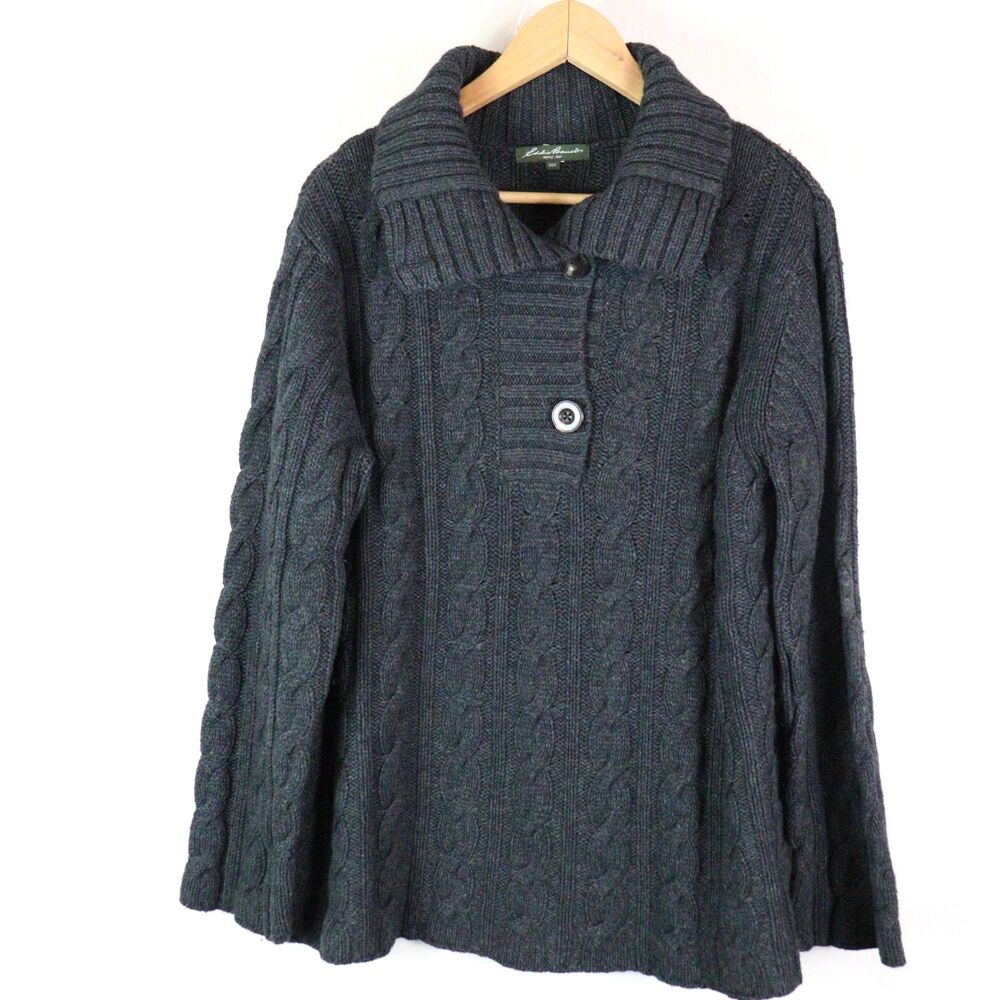 Eddie Bauer Dark Gray Cable Knit Sweater